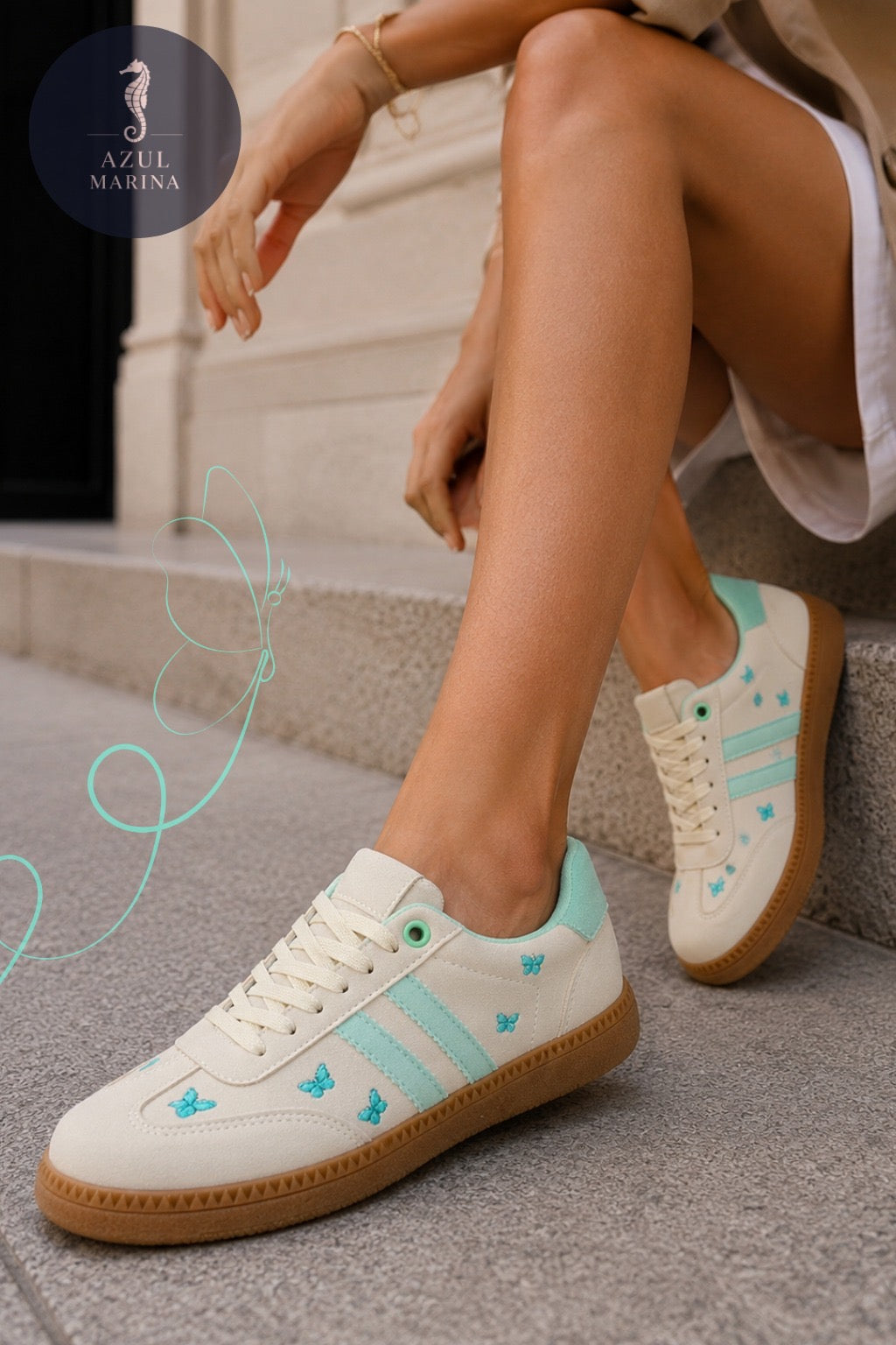 Tenis Dama 02 Mariposas Azul