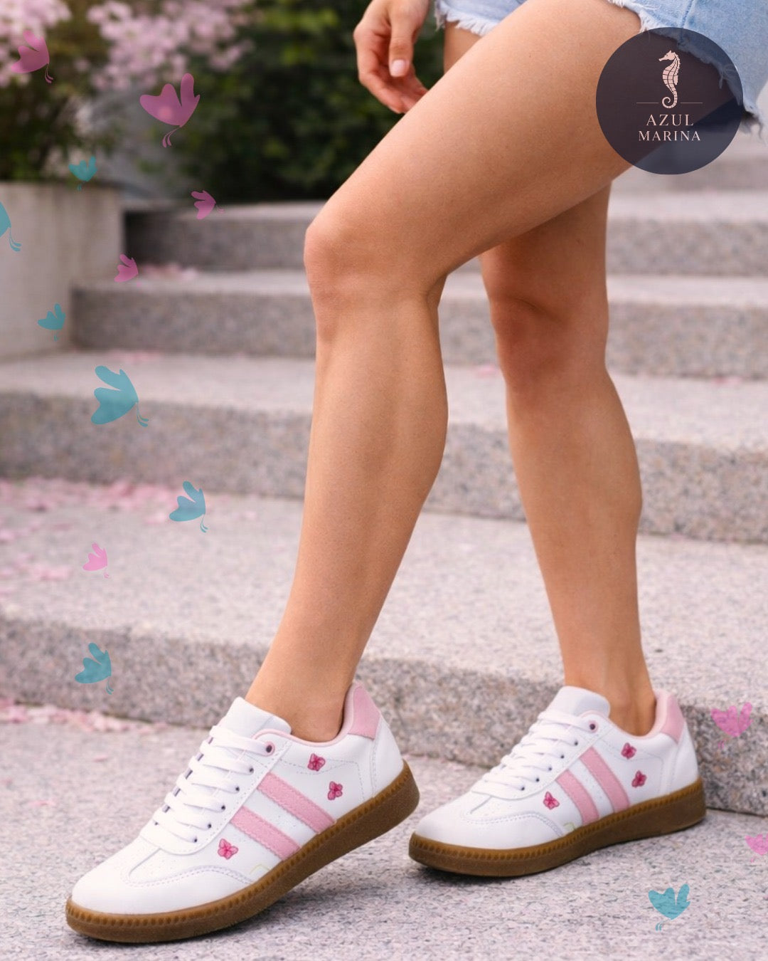Tenis Dama 02 Mariposas Azul